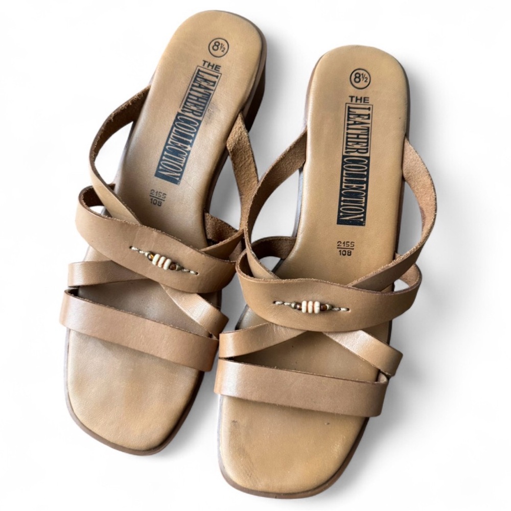 The Leather Collection Women's Tan Sandals 8.5